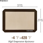 CHEFMADE 13-Inch Silicone Baking Mat with Measurements, Non-stick Heat Resistant Rolling Dough Mat, for Pastry,Pizza, Fondant and Pie Crust Making 8.6" x 12.6" (Brown)