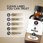 Dolce Flav Natural Brown Food Coloring – 2 oz Liquid Color from Class IV Caramel with Graduated Dropper | Water-Soluble | For Baking, Beverages & Sauces | Kosher | Made in USA