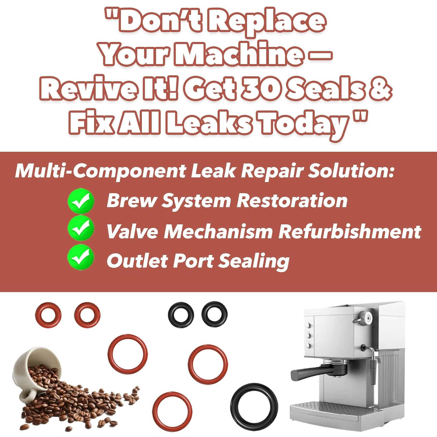 2 Set (30 Pcs) Silicone O Ring Kit for Saeco, O Rings for Gaggia Coffee Machine, O Ring Repair Kit for Fully Automatic Coffee Machines, Coffee Maker Part for Boiler Outlet Pin & Brew Unit