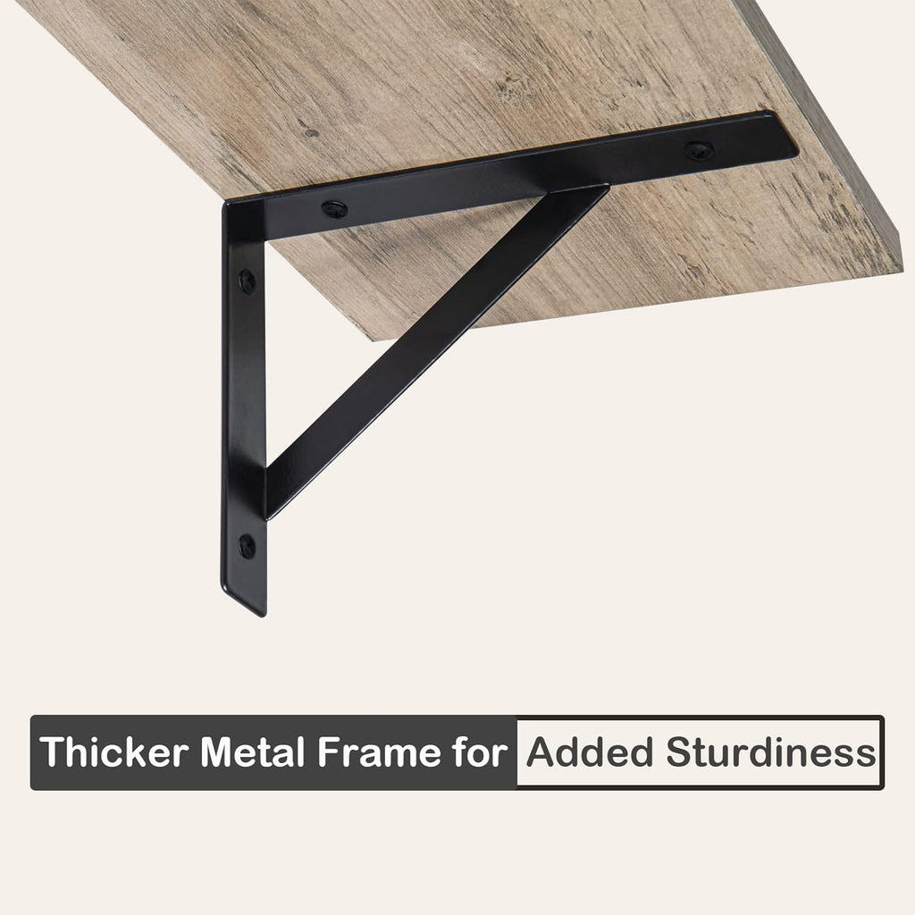 DINZI LVJ Long Wall Shelves, 39.4Inch Wall Mounted Shelves Set of 2, Easy-to-Install, Wall Storage Ledges with Sturdy Metal Brackets for Living Room, Bathroom, Bedroom, Kitchen, Greige