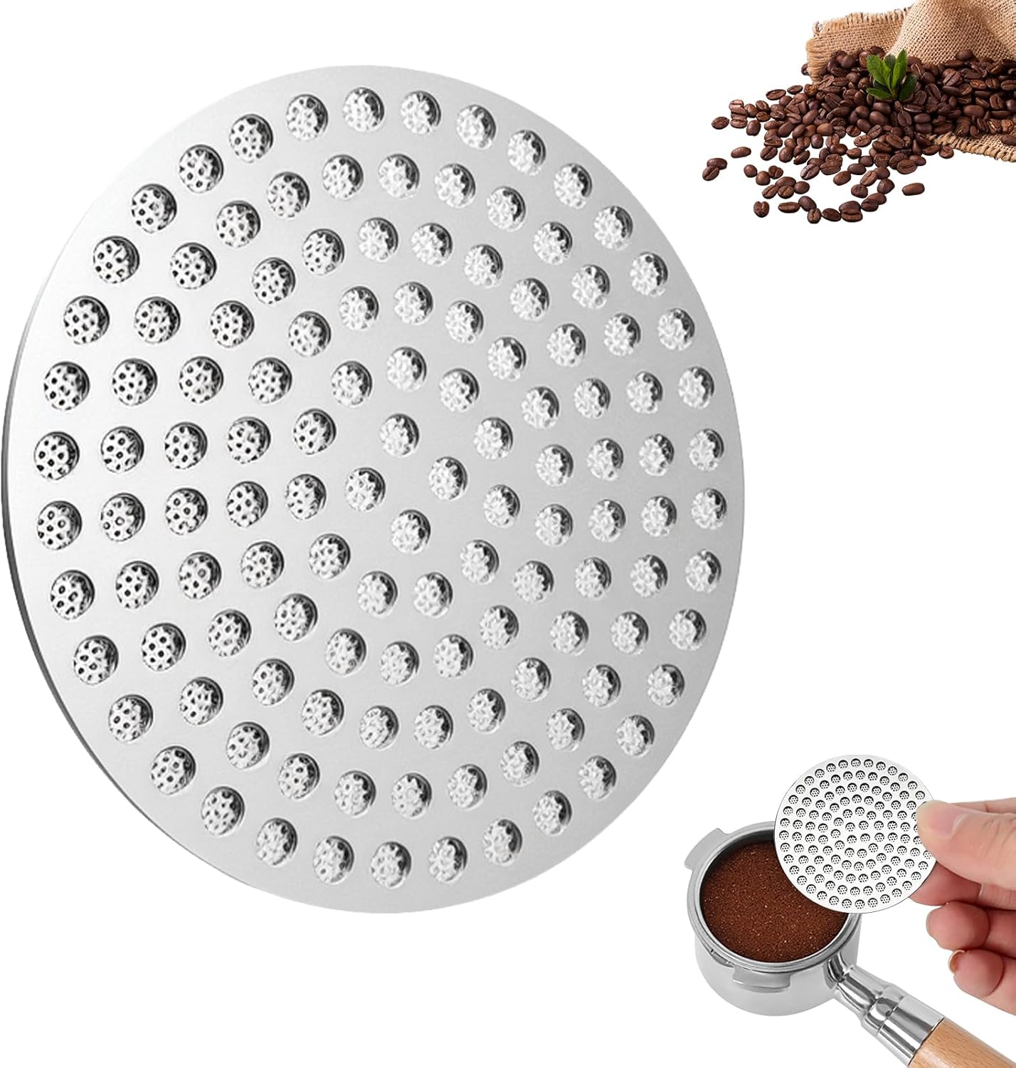 58.35mm Espresso Puck Screen, Stainless Steel Reusable Espresso Filters, 150μm, Bottomless Portafilter Filter Accessories for Espresso Portafilter Filter Basket