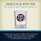 Heritage Pewter Texas A&M Square Shot Glass | Hand-Sculpted 1.5 Ounce Shot Glass | Intricately Crafted Metal Pewter Alma Mater Inlay