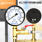 MEANLIN MEASURE 0-160Psi Well Pump Pressure Gauge 1/4" NPT 2" FACE DIAL for Air Compressor RV Regulator Water Pressure Tester Lower Mount, with Teflon Tape