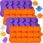 JOERSH Halloween Chocolate Silicone Molds, 4PCS Pumpkin Ghost Shaped Candy Mold Non Stick Baking Pan for DIY Chocolate, Fondant, Jello, Gummy, Candy, Cake Topper, Dessert Decorating