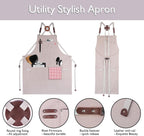 10 Pack Kitchen Aprons, Work Apron, Canvas, Multiple Pockets, Gardening, Painting, BBQ, Artist, Carpenter, Sizes M to XXL, Grey