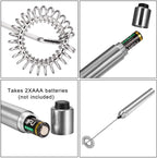 Milk Frother Handheld Electric Milk Foamer Portable Mini Mixer Machine Stainless Steel Touch Handheld Espresso Mixer Battery Operated Frother Coffee Stirrer Maker for Hot Chocolate Coffee