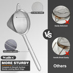 Walfos Small Fine Mesh Strainer for Cocktail & Tea, Mini Stainless Steel Sieve with Handle, 3.3 Inch Metal Strainers for Juicing, Coffee, Drinks, Tea Herbs