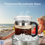 QUQIYSO French Press Coffee Maker 51oz 304 Stainless Steel French Press with 4 Filter, Heat Resistant Durable, Easy to Clean, Borosilicate Glass Coffee Press, Sliver