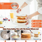 6 Inch Round Baking Mats, Food Grade Silicone Mats for Cake Pan/Tortilla Maker, Premium Non-Stick Reusable 6 Inch Tortilla Press Liner for Small Cake/Tortilla/Pie/Pizza, Round 5.5" Orange, 3PCS