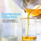 PATIKIL 350ml Glass Measuring Cup, 3.3 Borosilicate Glass Graduated Black Printed Scale Liquid Measure Cups Beaker with Wood Lid and V-Shaped Spout for Kitchen