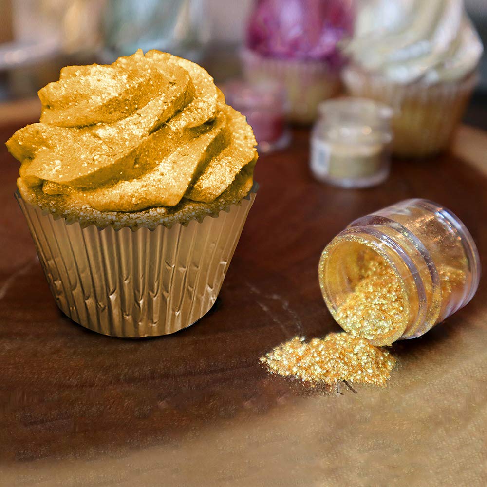 BAKELL Royal Gold Edible Glitter, 50 Grams | TINKER DUST Edible Glitter | KOSHER Certified | 100% Edible Glitter | Cakes, Cupcakes, Cake Pops, Drinks, Dessert Vegan Glitter & Dusts (50g, Royal Gold)
