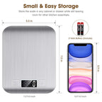 Mik-Nana Food Scale, 22lb Digital Kitchen Scale Weight Grams and Oz for Baking and Cooking, 1g/0.1oz Precise Graduation, Easy Clean Stainless Steel