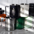 IKAPE Espresso Milk Pitcher, Espresso Steaming Pitcher with Sharp Spout for Espresso Barista Tool, 15.4 oz/450ml Milk Frothing Jug (White)