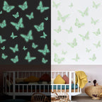 SAOROPEB Glow in The Dark 3D Butterfly 24 Pcs 3 Sizes, Luminous Butterfly Stickers for Ceiling or Wall, Glow in The Dark Party Supplies, Removable Luminous Stickers for Kids Babys Nursery (Green)