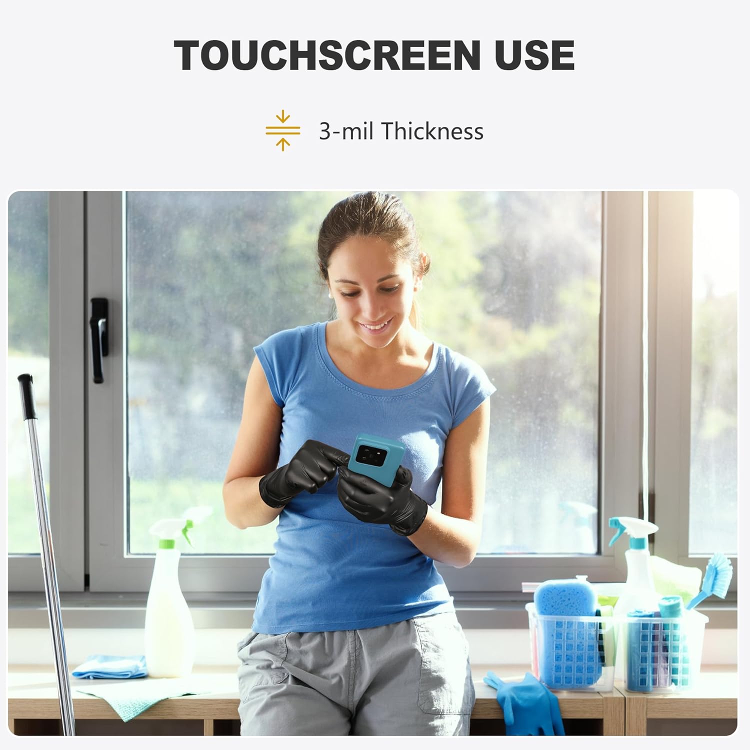 Black Vinyl Gloves, Food Grade Gloves Disposable Latex Free & Powder Free, Guantes for Cleaning Cooking Food Prep