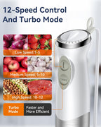 Immersion Blender Handheld 1000W 5 in 1 Corded Stick Hand Blender Kitchen with 12 Speed, BPA-Free, Mixing Beaker, Chopper, Whisk, Milk Frother, Perfect Emulsifier for Soup, Baby Food, Sauce, Puree