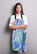 Watercolor Tropical Flower Bib Apron with Adjustable Neck for Men Women,Suitable for Home Kitchen Cooking Waitress Chef Grill Bistro Baking BBQ Apron