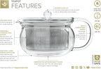 Teabloom Kyoto 2-in-1 Tea Kettle and Tea Maker – Glass Teapot with Removable Loose Tea Filter – Tea Connoisseur's Choice