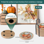 Fall Coasters Set of 6, Pumpkins Coaster, Minacun Absorbent Coasters with Holder Halloween Thanksgiving Themed Party Decoration 4.3 Inch