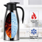 70 oz Thermal Coffee Carafe, Updated Insulated Stainless Steel Coffee Carafes for Keeping Hot Coffee & Water Hot Beverage-12Hours, Double Walled Vacuum Coffee Carafe(Gold)