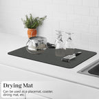 Bloss Coffee Mat, Dish Drying Mat for Multiple Usage, Coffee Bar/Maker Mat, Kitchen Counter Mats, Absorbent Hide Stain Rubber Backed Dish Drying Pad(12.2"x19.7", Dark Gray)