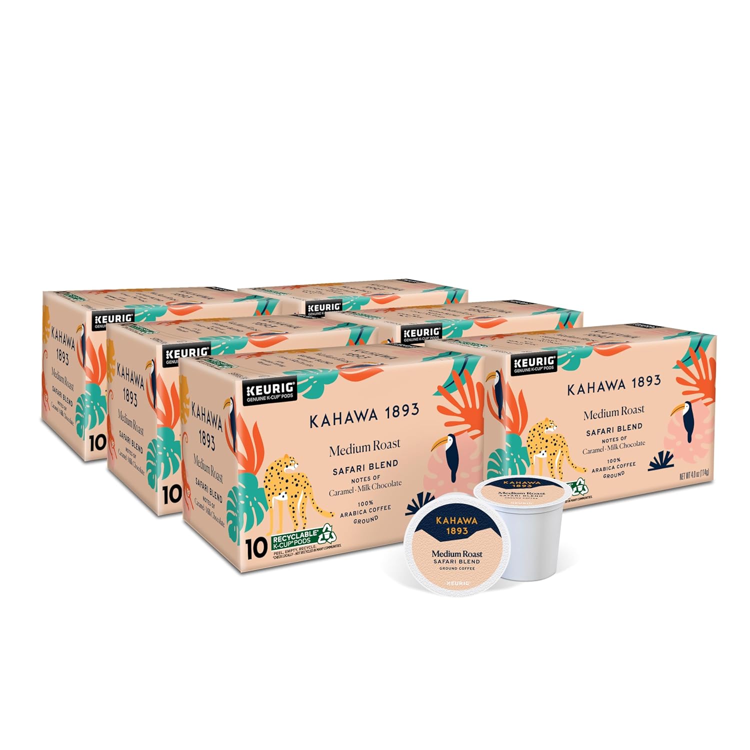 Kahawa 1893 Variety Pack Coffee K-Cup Pods - Safari & Serengeti Blend (40 Count) - As Seen on Shark Tank, 2 Boxes Medium Roast + 2 Boxes Dark Roast, Ethically & Sustainably Sourced