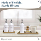 Countertop and Vanity Tray - 2 PC (11” and 7”) Shatterproof Silicone Kitchen and Bathroom Trays for Counter, Kitchen Soap Dispenser Tray, Vanity Trays for Bathroom, Perfume Key Tray