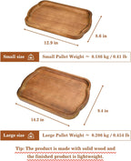 Rustic Wood Serving Tray Set of 2 Brown Rectangular Decorative Trays Farmhouse Charcuterie Boards Platter for Food, Fruit, and Coffee Great for Bed, Living, Ottoman, Coffee Table, Kitchen, or Party.