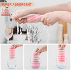 Homaxy 12 Pack Kitchen Dish Cloths, Ultra Soft and Absorbent Dish Towels, Reusable Fast Drying Microfiber Cleaning Cloth, Coral Velvet Wave Design No-lint, 10 x 10 inches, Pink