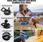 One Gallon Water Bottle Insulated, Triple Walled Vacuum Stainless Steel (Cold for 48 Hrs), Leak Proof & Non-BPA, Large Water Flask Jug with Paracord Handle & Straw Spout Lids