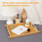 4 Pack 17.3 Inch Large Bamboo Serving Tray with Handle, Decorative Bamboo Breakfast Tray for Breakfast, Kitchen, Outdoor Picnic, Snack (17.3 x 12 x 1.2 Inch)