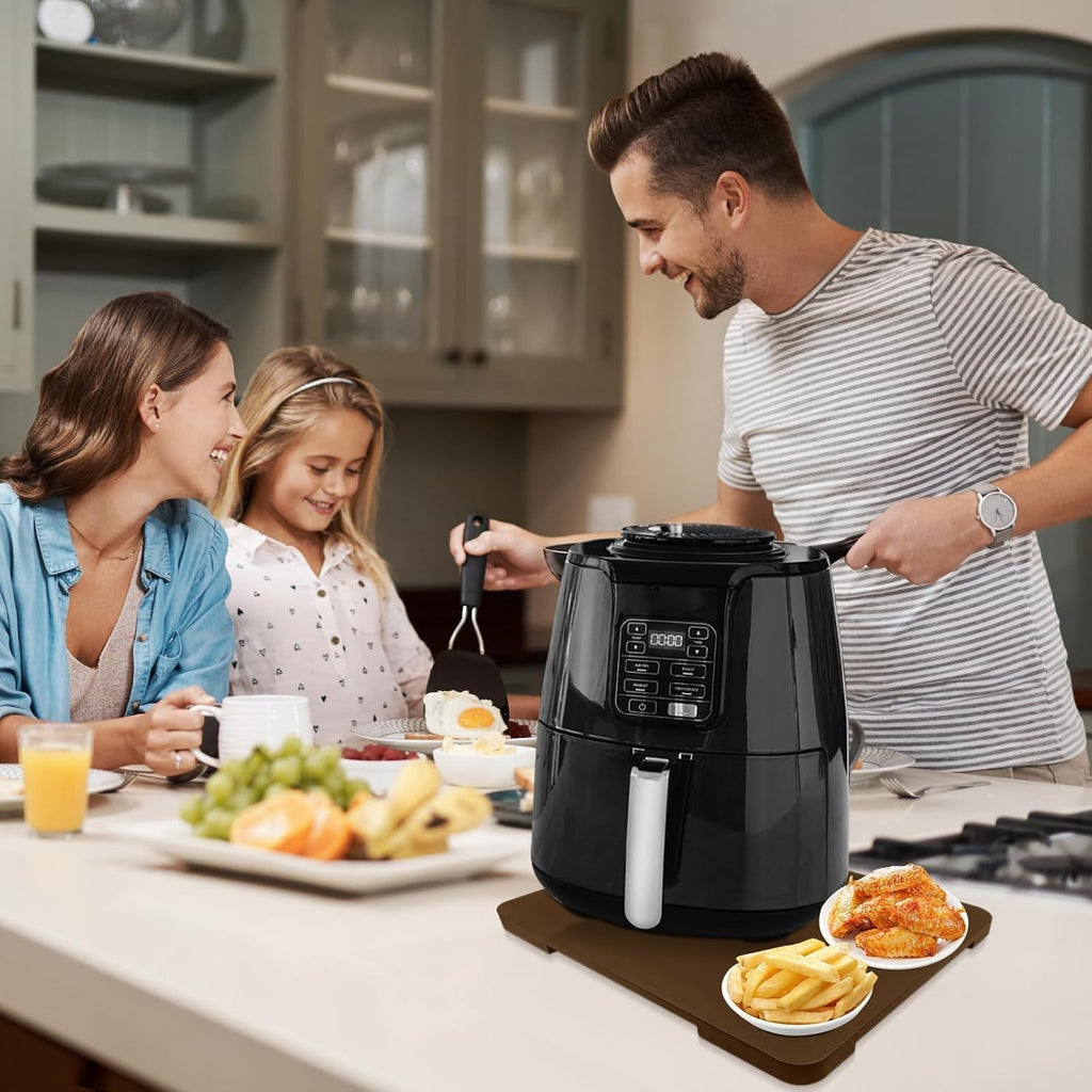 360° Rolling Tray Bamboo Appliance Slider for Kitchen Appliances, for Breville Espresso Machine Accessories, Sliding Tray for Coffee Maker Appliances Mat Easily from Under The Cabin Brown13"×15.7"