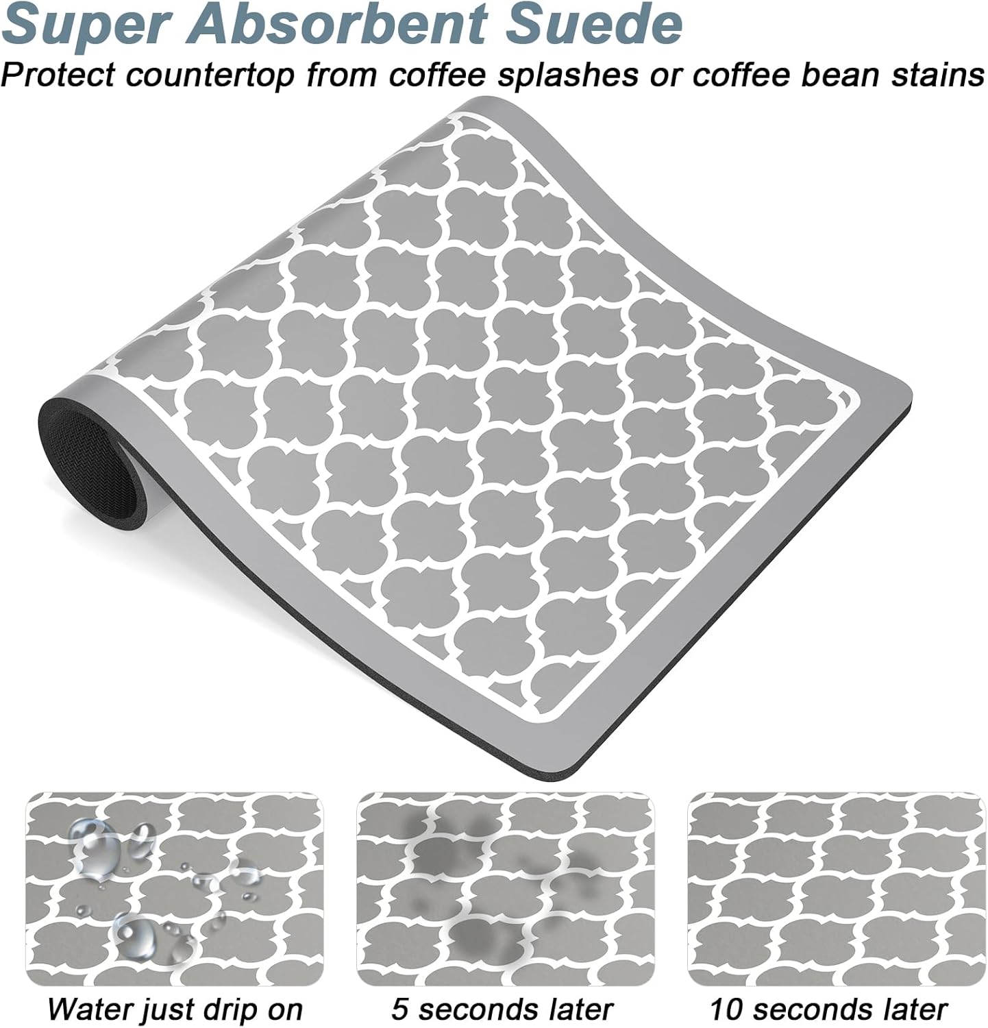 Rnivvi Coffee Mat, 12" x 19" Cute Coffee Bar Mats for Espresso Machine Station Accessories and Organizer, Hide Stain Rubber Backed Absorbent Dish Drying Pad for Kitchen Counter, Abstract Geometric