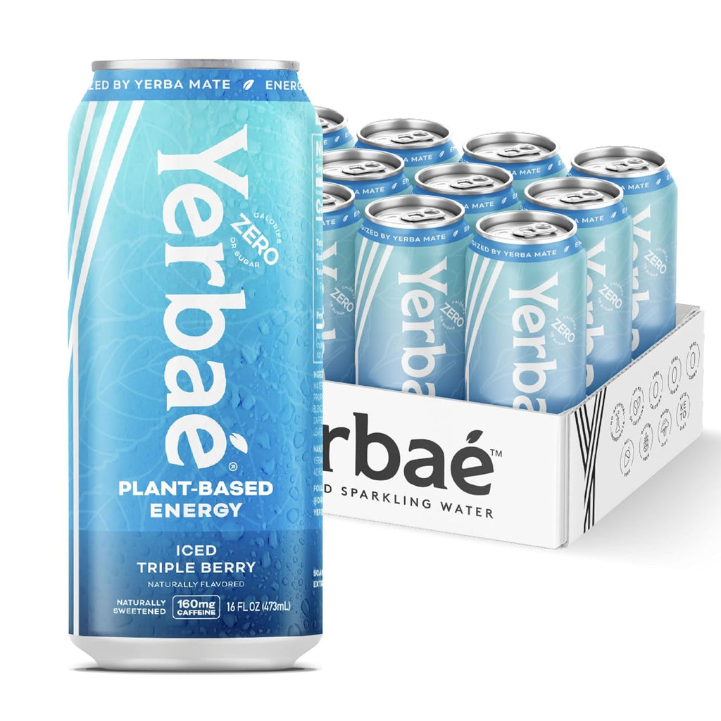 Yerbaé Energy Beverage - Iced Triple Berry, 0 Sugar, 0 Calories, 0 Carbs, Energized by Yerba Mate. Yerbae is a Plant-Based, Healthy Alternative to Sugary Energy Drinks, 16oz cans (12 Pack)