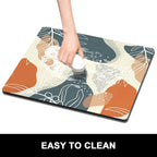 Rnivvi Dish Drying Mat for Kitchen Counter, 16 x 18" Cute Boho Theme Absorbent Heat Resistant Drying Pad with Non-slip Rubber, Coffee Bar Mats for Coffee Machine Dish Rack, Abstract Leaves
