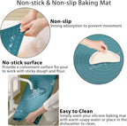 Silicone Pastry Mat 24" x 16" Extra Thick Non Stick Baking Mat with Measurements and Edge Heightening, Food Grade Silicone Rolling Mat for Pastry, Bread, Cookies, Pizza, Fondant, Pasta