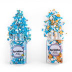 Edible Blue Sprinkles Mix, Blue Confetti Jimmy Sprinkles, Gold Sanding Sugar, Pearl Sprinkles, Gold Crown Sprinkles for Cake Decorating, Cupcakes, Cookies, and Ice Cream Toppings. (120g/4.2oz)