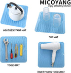 Silicone Dish Drying Mat for Multiple Usage,Easy clean,Eco-friendly,Heat-resistant Silicone Mat for Kitchen Counter or Sink,Refrigerator or Drawer liner Light Blue M 12 inches x 12 inches