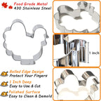 Thanksgiving Cookie Cutters 7PCS, Large Pumpkin Turkey Pine Cones Maple Leaf Squirrel Fall Cookie Cutters Shapes, Sturdy Metal Fondant Biscuit Cutters for Home Holiday Baking with Family
