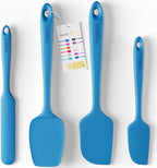 Silicone Spatula Set - 4-Piece Rubber Spatulas Silicone Heat Resistant 600°F for Everyday Task - Seamless Design Kitchen Spatulas for Nonstick Cookware - Blue