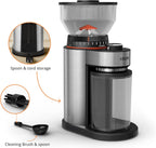 KRUPS Burr Coffee Grinder, 18 Adjustable Grind Settings, 2-20 Cups per Grind, Sinlge Touch, Spice and Coffee Bean Grinder, Stainless Steel, Black