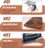 360° Appliance Slider Sliding Tray, Coffee Maker Rolling Tray for Counter Under Cabinet Coffee Pot Mat for Breville Ninja Espresso Machine, Toaster, Air Fryer, Quiet Wheels, Brown (Small 13"×9.4")