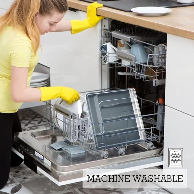 Silverware Organizer with Cover, Portable Cutlery Holder Flatware Tray with Lid Plastic Silverware Storage Box (Dark Gray)