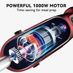 Immersion Blender 5 in 1 Hand Blender, Abuler 1000W Hand Mixer Stick,12 Speed Handheld Blender 304 Stainless Steel with 600ml Mixing Beaker, 500ml Chopper, Whisk and Milk Frother for Soup, Baby Food