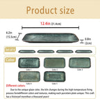 Ceramic Serving Dinner Plate Set, 4-Piece for Main Meals, Tacos, Lunches, Snack, Platters - Microwave and Dishwasher Safe, Scratch Resistant, Kitchen Serving Dinnerware, Black 12.4 Inch