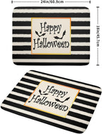 Happy Halloween Bats Dish Drying Mat for Kitchen Counter,Black and White Stripe Drying Mat 18 x 24 Inch with High Absorbent Microfiber Dish Drying Pad Dish Rack Pad Drainer Mat for Coffee Bar