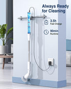 LABIGO Electric Spin Scrubber, Cordless Cleaning Brush Scrubber with 7 Replaceable Brush Heads and Adjustable Extension Handle, IPX7 Waterproof Power Cleaning Brush for Bathroom Tub Floor Tile Shower