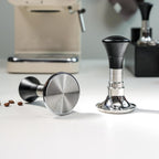 54mm Espresso Tamper with Calibrated Spring Loaded for Ninja Luxe Café/Breville -【24lb~35lbs Self-Adjustable with Sound Feedback】- Self Leveling Stainless Steel Ripple Base - Black