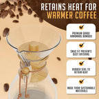 HEXNUB – Bamboo Lid for Chemex Coffee Maker, Heat-Retaining Chemex Cover and Warmer, Fits Bodum, Cosori Pour Over Coffee Makers