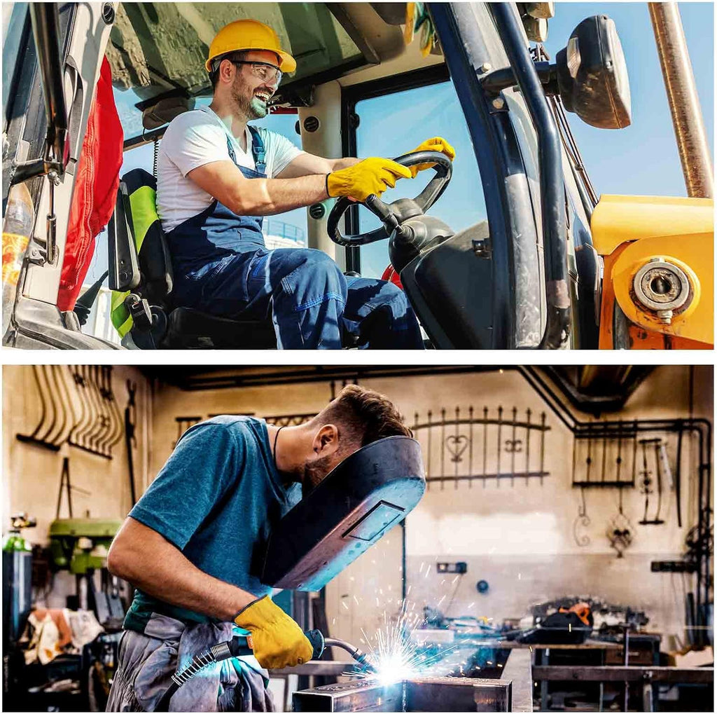 Vgo... 1-Pairs Unlined Cowhide Split Leather Work and Driver Gloves, for Heavy Duty, Truck Driving, Warehouse, Gardening, Farm (Size L, Gold, CB9501)